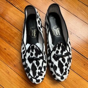 Belgian Shoes loafers animal print velvet women 5.5 midinette